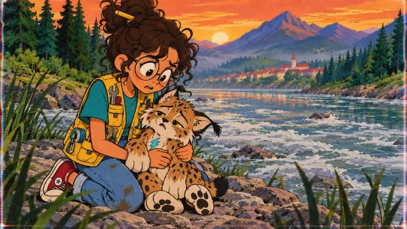 Nora with a lynx cub, from the sheet
